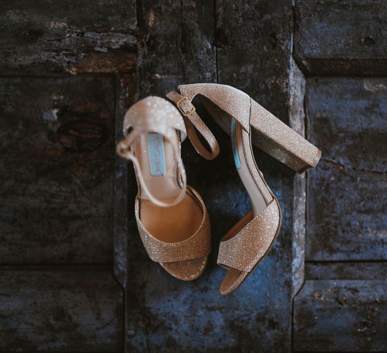 Pink Metallic Jimmy Choo Wedding Shoes // Elegant Destination Wedding In Tuscany At San Galgano Abbey With Bride In Bespoke Dress By Madame Paulette With Images From James Frost Photography