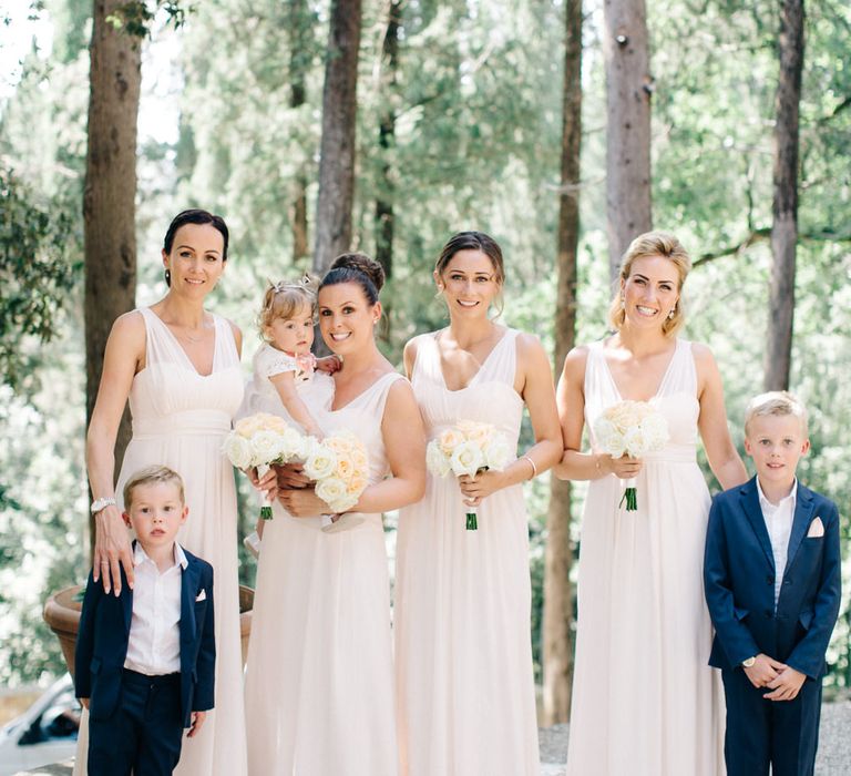 Bridesmaids in Peach Maids to Measure Dresses