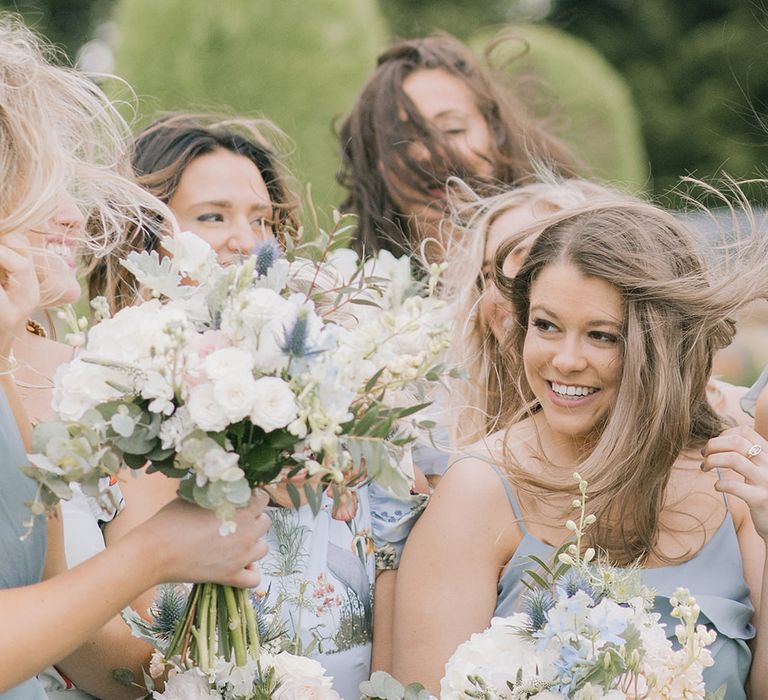 Bridesmaids | Classic Blue & White Wedding at Prestwold Hall in Loughborough | Georgina Harrison Photography