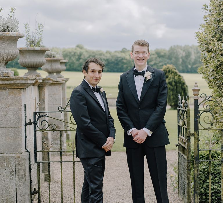 Classic Black Tie Wedding Suits | Classic Blue & White Wedding at Prestwold Hall in Loughborough | Georgina Harrison Photography