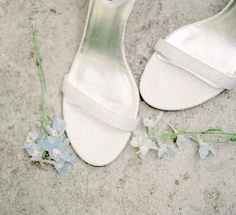 Silver Steve Madden Shoes | Classic Blue & White Wedding at Prestwold Hall in Loughborough | Georgina Harrison Photography