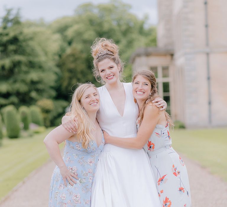 Bride & Bridesmaids | Classic Blue & White Wedding at Prestwold Hall in Loughborough | Georgina Harrison Photography