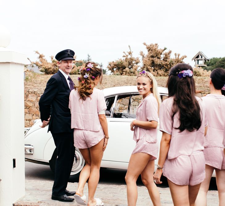 Beautiful Bridesmaids In Matching Pink Loungewear