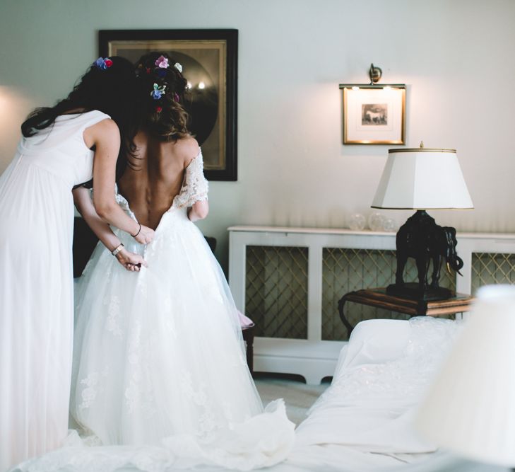 Bride Getting Ready Pronovias Gown