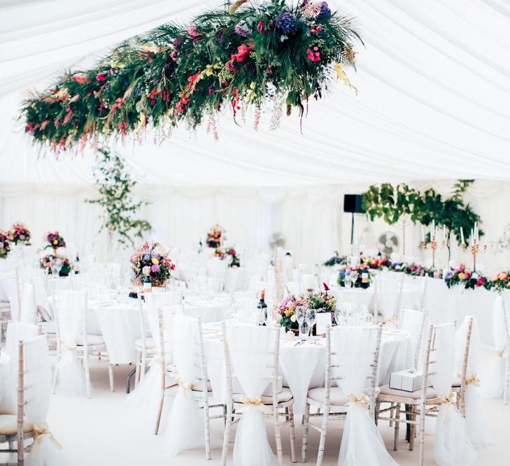 Hanging Floral Arrangements For A Marquee Wedding