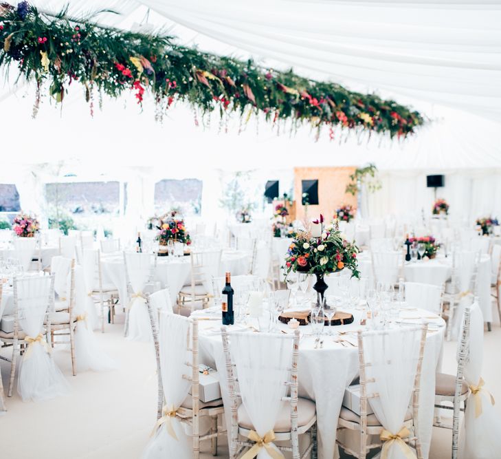 Hanging Floral Arrangements For A Marquee Wedding