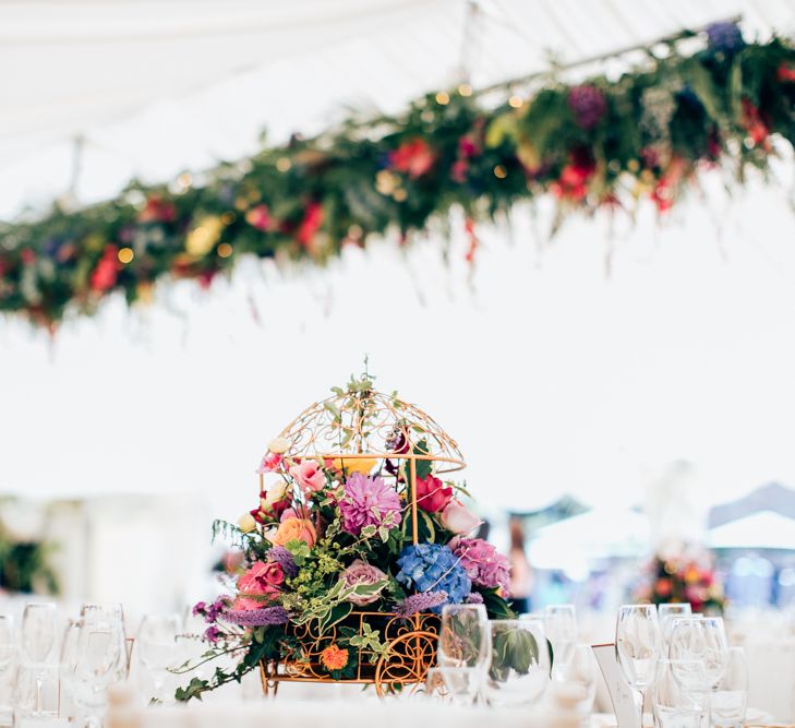 Hanging Floral Arrangements For A Marquee Wedding