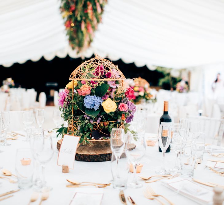 Hanging Floral Arrangements For A Marquee Wedding