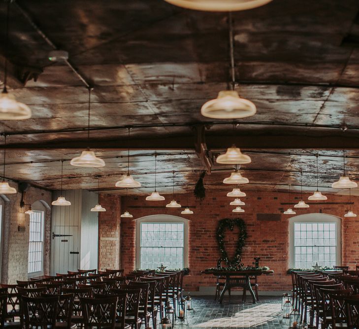 Winter Wedding At The West Mill Derby With Bride In Wtoo By Watters And Groom In Blue Tweed Suit From Next With Images By Bloom Photography