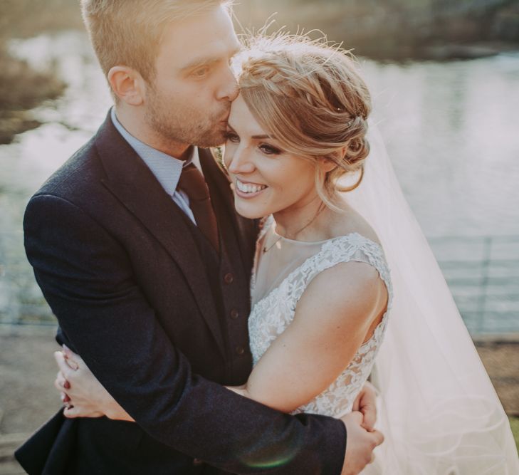 Winter Wedding At The West Mill Derby With Bride In Wtoo By Watters And Groom In Blue Tweed Suit From Next With Images By Bloom Photography