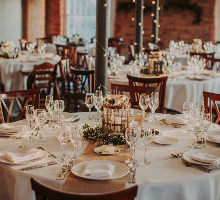 Winter Wedding At The West Mill Derby With Bride In Wtoo By Watters And Groom In Blue Tweed Suit From Next With Images By Bloom Photography