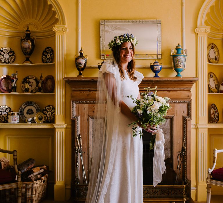 Bride in Gown from The Mews Bridal | Bright Festival Themed At Home Wedding in a Tipi | McGivern Photography