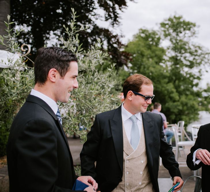 Groomsmen in Marks and Spencer Morning Suits | Bright Festival Themed At Home Wedding in a Tipi | McGivern Photography