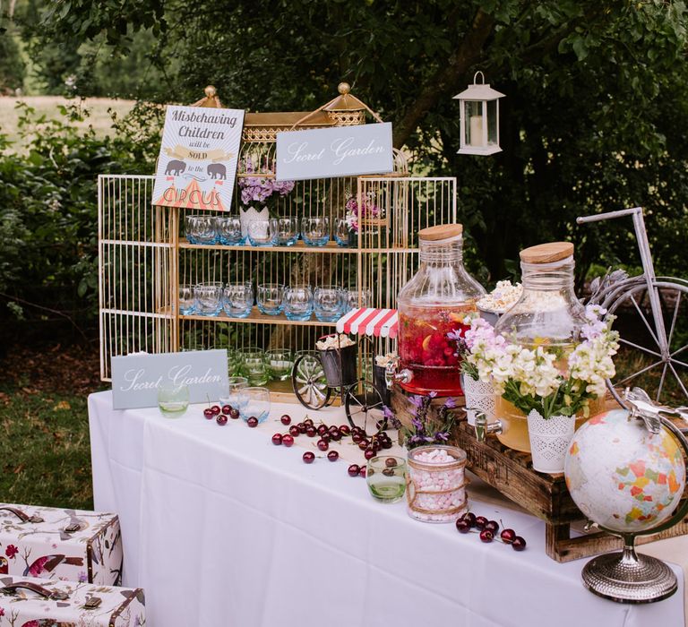 Cocktail Station | Drinks Dispensers | Bright Festival Themed At Home Wedding in a Tipi | McGivern Photography