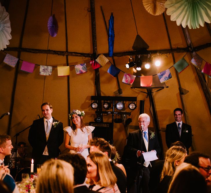 Wedding Speeches | Bright Festival Themed At Home Wedding in a Tipi | McGivern Photography