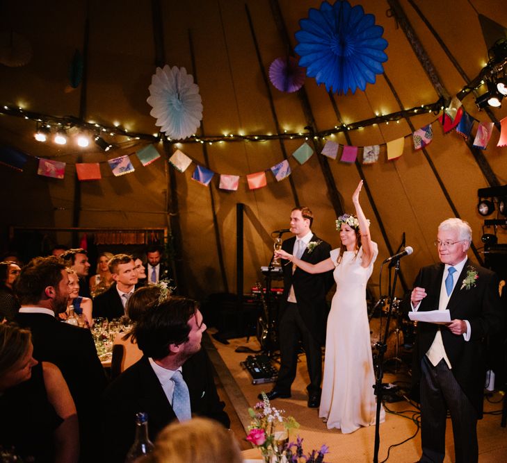 Wedding Speeches | Bright Wedding Decor | Bright Festival Themed At Home Wedding in a Tipi | McGivern Photography