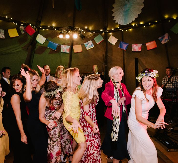 Wedding Reception Party | Bright Festival Themed At Home Wedding in a Tipi | McGivern Photography