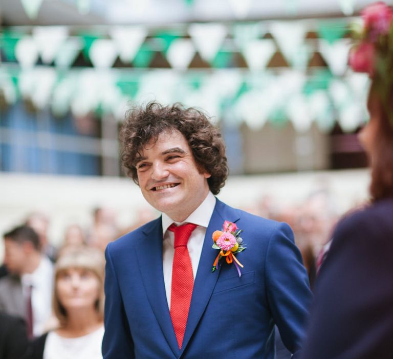 Groom in Navy Suit