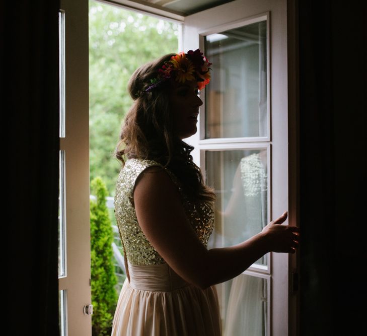 Bridesmaid in Gold Dress