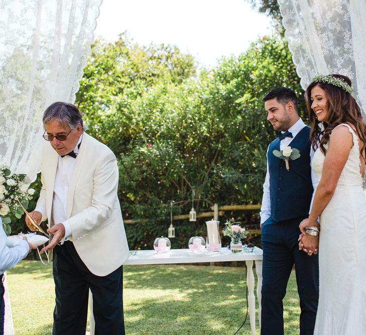 Outdoor Ceremony | Bride in Sottero & Midgley Bridal Gown | Groom n Herr von eden Tuxed, Bow Tie & Waistcoat | Planned by Rachel Rose Weddings | Radka Horvath Photography