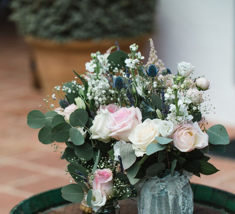 Romantic Wedding Flowers in Jars | Planned by Rachel Rose Weddings | Radka Horvath Photography