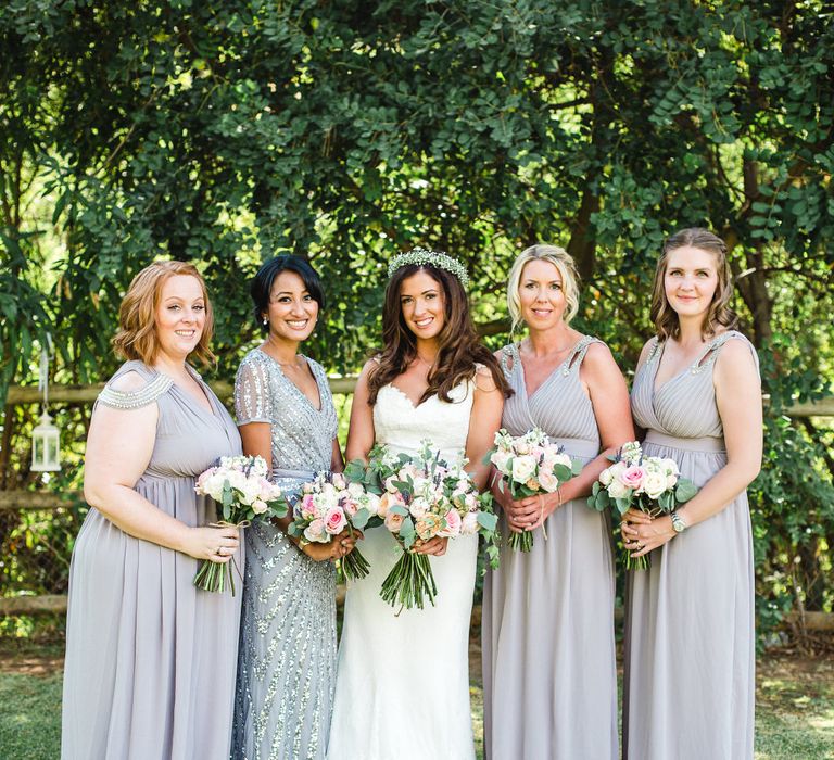 Bride in Sottero & Midgley Bridal Gown | Bridesmaids in Grey Chiffon & Sequin ASOS Dresses | Planned by Rachel Rose Weddings | Radka Horvath Photography