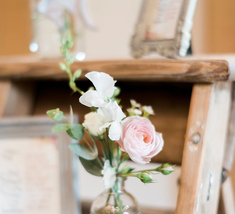 Flower Stems in Bottles | Peach & Coral Country Wedding at Crabbs Barn, Essex | Kathryn Hopkins Photography | Film by Colbridge Media Services Ltd