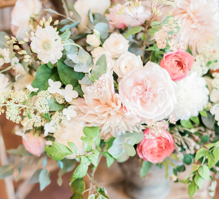 Pink & Coral Wedding Flowers | Peach & Coral Country Wedding at Crabbs Barn, Essex | Kathryn Hopkins Photography | Film by Colbridge Media Services Ltd