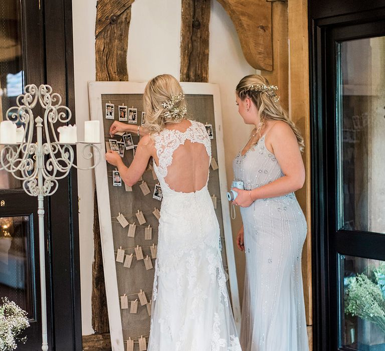 Bride in Lace Enzoani 'Inaru' Bridal Gown | Peach & Coral Country Wedding at Crabbs Barn, Essex | Kathryn Hopkins Photography | Film by Colbridge Media Services Ltd