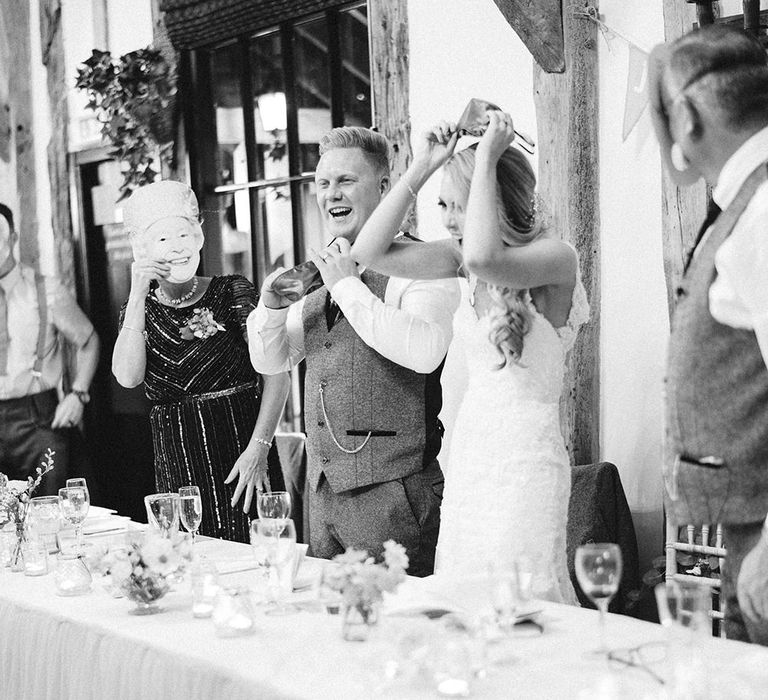 Wedding Speeches | Bride in Lace Enzoani 'Inaru' Bridal Gown | Peach & Coral Country Wedding at Crabbs Barn, Essex | Kathryn Hopkins Photography | Film by Colbridge Media Services Ltd