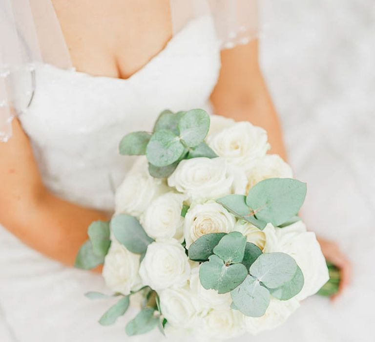 All White Rose Wedding Bouquet