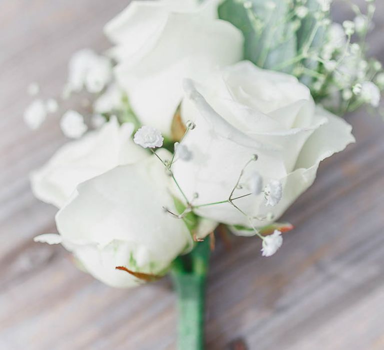 All White Rose Buttonhole