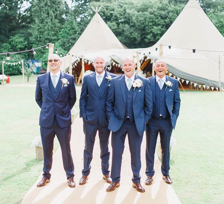 Groomsmen in Navy Suits