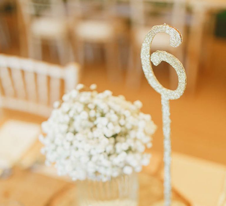 Tree Slices Centrepiece with Gypsophila Flowers