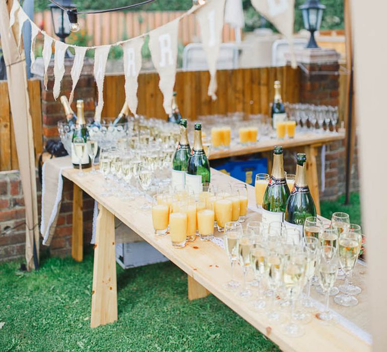 Bar with Hessian bunting Decor