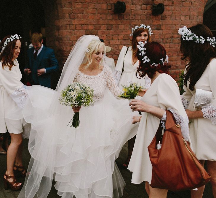 Bride In Big Ruffled Tulle Skirt