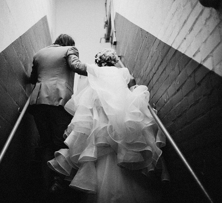 Bride In Big Ruffled Tulle Skirt