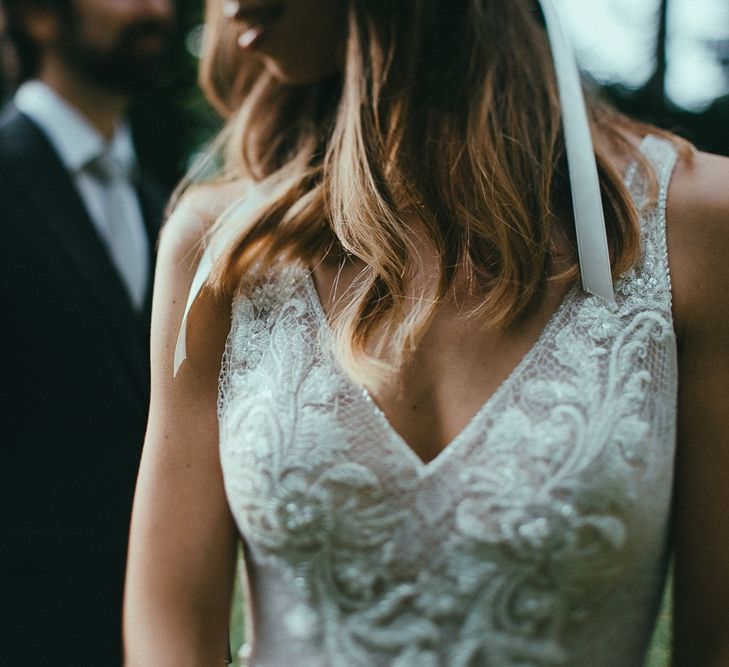 Bride in Flora Wedding Dress First Look