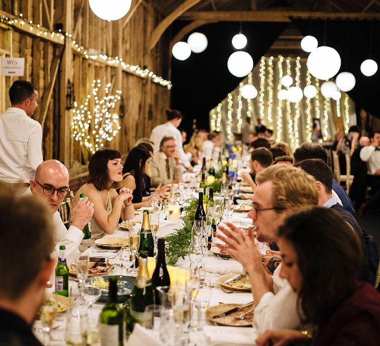 Hanging Lanterns at Childerley Hall Rustic Barn Reception in Cambridge | Tawny Photo