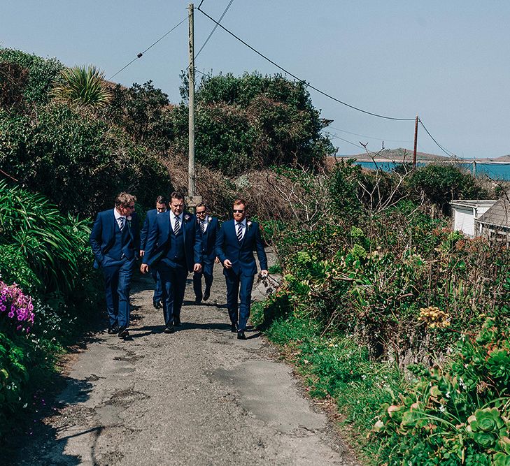 Groomsmen in Navy Ted Baker Suits | Isles of Scilly Wedding | Jason Mark Harris Photography