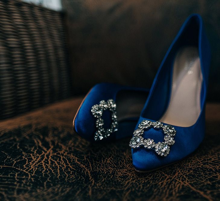 Blue Satin Manolo Blahnik Hangisi Pumps | Isles of Scilly Wedding | Jason Mark Harris Photography