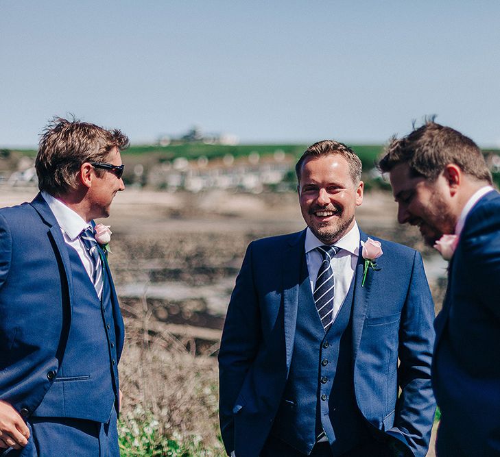 Groomsmen in Navy Ted Baker Suits | Isles of Scilly Wedding | Jason Mark Harris Photography