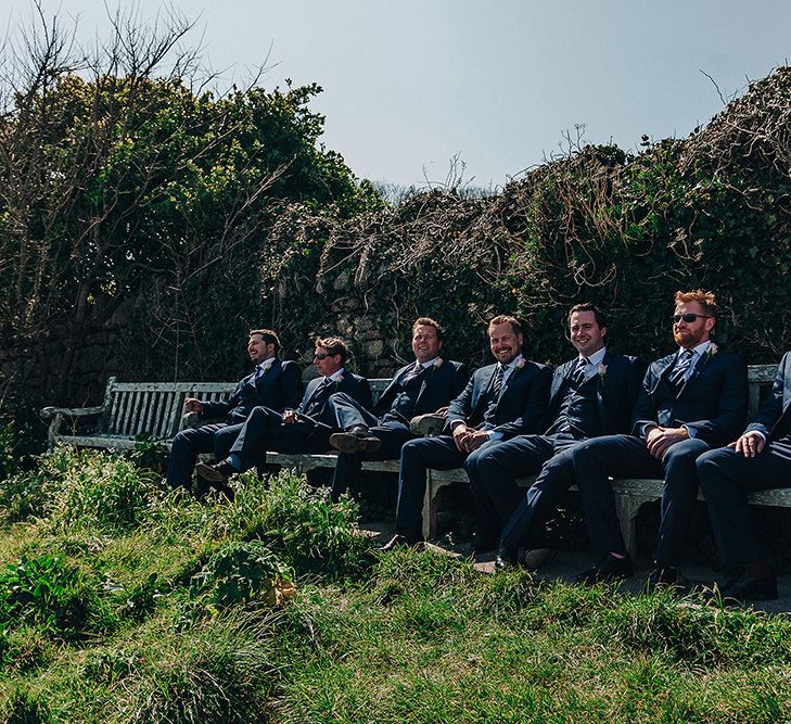 Groomsmen in Navy Ted Baker Suits | Isles of Scilly Wedding | Jason Mark Harris Photography