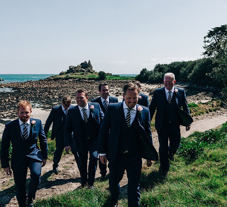 Groomsmen in Navy Ted Baker Suits | Isles of Scilly Wedding | Jason Mark Harris Photography