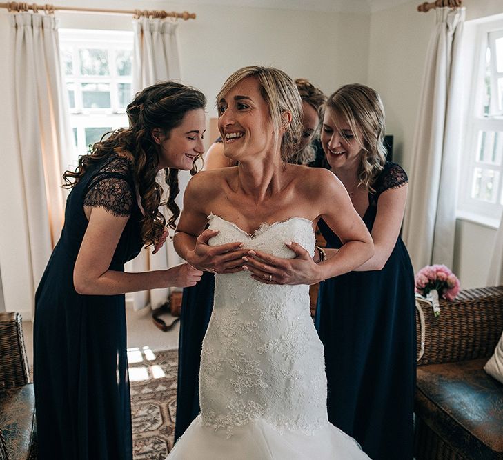 Getting Ready | Bride in Pronovias Wedding Dress | Bridesmaids in Navy ASOS Dresses | Isles of Scilly Wedding | Jason Mark Harris Photography