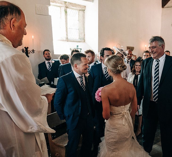 Wedding Ceremony | Bride in Pronovias Wedding Dress | Groom in Navy Ted Baker Suit | Isles of Scilly Wedding | Jason Mark Harris Photography