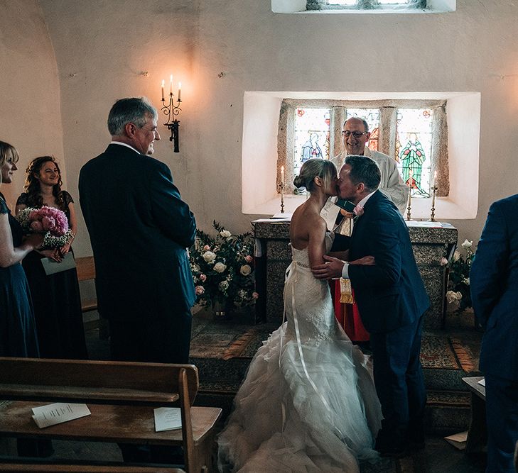 Wedding Ceremony | Bride in Pronovias Wedding Dress | Groom in Navy Ted Baker Suit | Isles of Scilly Wedding | Jason Mark Harris Photography