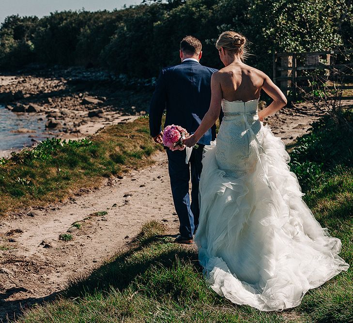 Bride in Pronovias Wedding Dress | Groom in Navy Ted Baker Suit | Isles of Scilly Wedding | Jason Mark Harris Photography