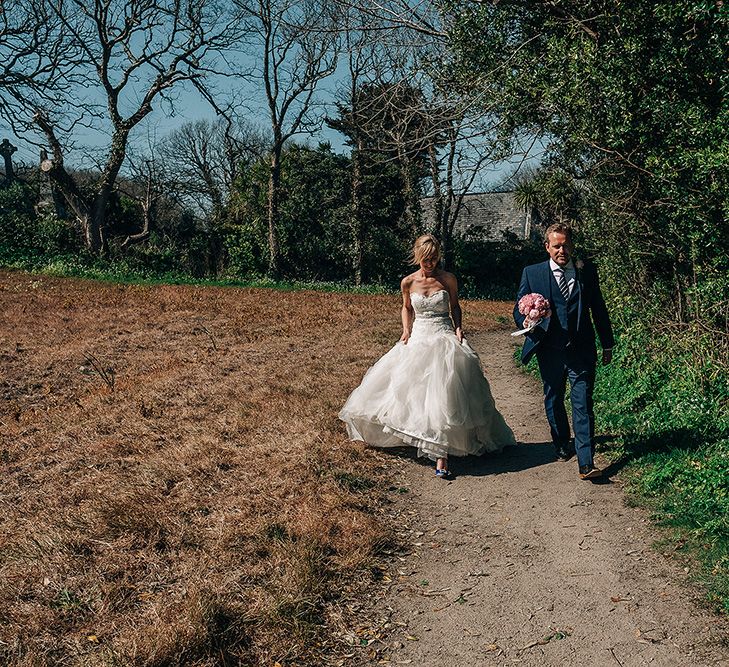 Bride in Pronovias Wedding Dress | Groom in Navy Ted Baker Suit | Isles of Scilly Wedding | Jason Mark Harris Photography