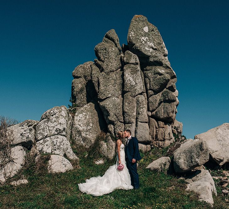 Bride in Pronovias Wedding Dress | Groom in Navy Ted Baker Suit | Isles of Scilly Wedding | Jason Mark Harris Photography